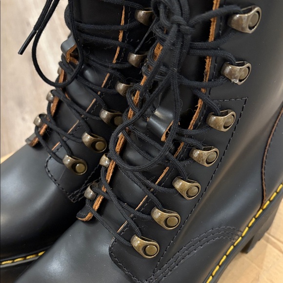 Dr. Martens Black Leather Platform Boots - Picture 7 of 12